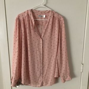 Pink, grey heart blouse